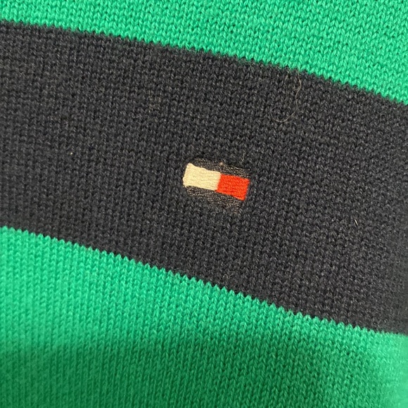 Blue Green Striped V-neck  Sweater - Picture 2 of 5